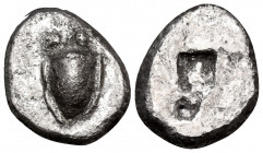 CYCLADES, Keos. Koressos. Circa 520-510 BC. Triobol or Hemidrachm (Silver, 15 mm, 3.45 g). Cuttlefish. Rev. Incuse square. BMC 51. HGC 6, 574. Sheedy ...