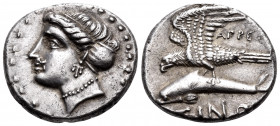 PAPHLAGONIA. Sinope. Circa 330-300 BC. Drachm (Silver, 19 mm, 5.02 g, 6 h), struck under the magistrate Agreos. Head of the nymph Sinope to left, her ...