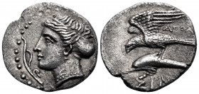 PAPHLAGONIA. Sinope. Circa 330-300 BC. Drachm (Silver, 19 mm, 5.64 g, 6 h), struck under the magistrate Apollo... Head of the nymph Sinope to left, he...