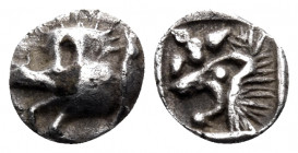 MYSIA. Kyzikos. Circa 450-400 BC. Hemiobol (Silver, 6 mm, 0.22 g, 11 h), an imitative issue based on Kyzikos. Forepart of boar to left; to right, tunn...