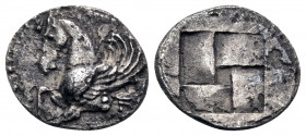 MYSIA. Lampsakos. Circa 500-450 BC. 1/6 Stater (Silver, 12 mm, 1.17 g). Forepart of Pegasos to left. Rev. Quadripartite incuse square. Baldwin, Lampsa...