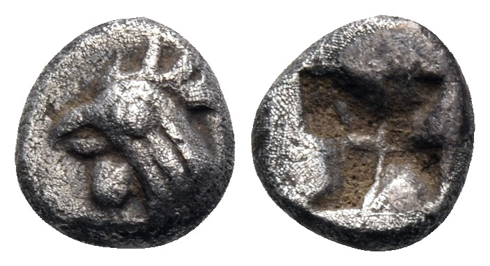 TROAS. Dardanos. 5th century BC. Obol (Silver, 7 mm, 0.59 g). Head of rooster to...