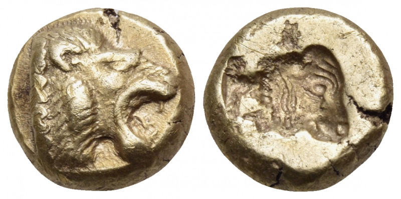 LESBOS. Mytilene. Circa 521-478 BC. Hekte (Electrum, 10 mm, 2.55 g, 9 h). Head o...