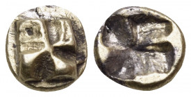 IONIA. Uncertain. Circa 625-600 BC. 1/24 Stater (Electrum, 7 mm, 0.50 g). Raised quadripartite swastika pattern. Rev. Incuse swastika pattern. Karwies...