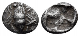 IONIA. Ephesos. Circa 550-500 BC. Hemiobol (Silver, 7 mm, 0.44 g). Bee. Rev. Quadripartite incuse square. Karwiese Series III. Rosen 572. Toned. Very ...