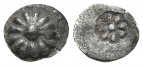 IONIA. Erythrai. Circa 480-450 BC. Hemiobol (Silver, 7 mm, 0.23 g). Rosette with central pellet. Rev. Sunken rosette with central pellet. Helios 8, 20...