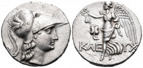 PAMPHYLIA. Side. Circa 145-125 BC. Tetradrachm (Silver, 27 mm, 15.97 g, 11 h), struck under the magistrate Kleuch... Head of Athena to right, wearing ...