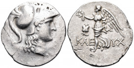 PAMPHYLIA. Side. Circa 145-125 BC. Tetradrachm (Silver, 32 mm, 16.15 g, 12 h), struck under the magistrate Kleuch... Head of Athena to right, wearing ...