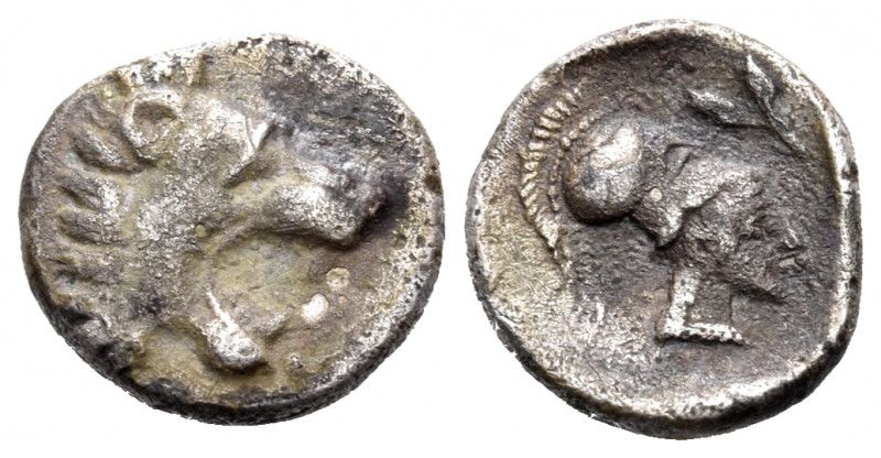 PISIDIA. Selge. Circa 350-300 BC. Obol (Silver, 9 mm, 0.75 g, 11 h). Head of roa...