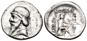 KINGS OF PARTHIA. Mithradates I, 165-132 BC. Drachm (Silver, 19 mm, 3.94 g, 11 h), Hekatompylos, 141-132. Rev. ΒΑΣΙΛΕΩΣ MEΓAΛOY ΑΡΣΑΚΟΥ Archer (Arsake...