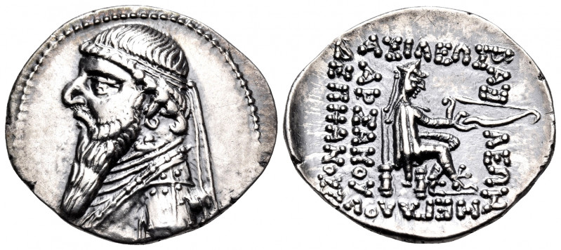 KINGS OF PARTHIA. Mithradates II, 121-91 BC. Drachm (Silver, 22.5 mm, 4.20 g, 1 ...