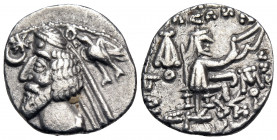 KINGS OF PARTHIA. Phraates IV, circa 38-2 BC. Drachm (Silver, 19 mm, 3.79 g, 12 h), Mithradatkart. Diademed bust of Phraates IV to left; behind, eagle...