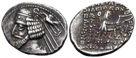 KINGS OF PARTHIA. Phraates IV, circa 38-2 BC. Drachm (Silver, 22 mm, 3.54 g, 12 h), Mithradatkart. Diademed bust of Phraates to left; behind, eagle le...