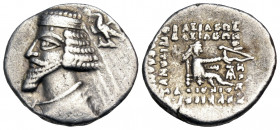 KINGS OF PARTHIA. Phraates IV, circa 38-2 BC. Drachm (Silver, 18 mm, 3.72 g, 12 h), Ecbatana. Diademed bust of Phraates to left; behind, eagle flying ...