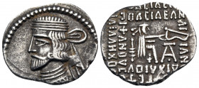 KINGS OF PARTHIA. Vardanes I, circa 40-45. Drachm (Silver, 20 mm, 3.64 g, 1 h), Ecbatana. Diademed and draped bust of Vardanes I to left. Rev. ΒΑΣΙΛΕΩ...