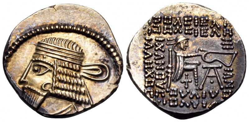 KINGS OF PARTHIA. Vologases I, circa 51-78. Drachm (Silver, 20.5 mm, 3.68 g, 12 ...