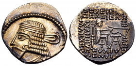 KINGS OF PARTHIA. Vologases I, circa 51-78. Drachm (Silver, 20.5 mm, 3.68 g, 12 h), second reign 58-77, Ecbatana. Diademed and draped bust of Vologase...