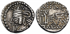 KINGS OF PARTHIA. Osroes II, circa 190. Drachm (Silver, 18 mm, 3.66 g, 12 h), Ecbatana. Diademed and draped bust of Osroes II to left, wearing tiara. ...