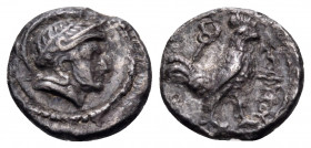 BAKTRIA, Pre-Seleukid Era. Sophytes, circa 305-294 BC. Obol (Silver, 9 mm, 0.57 g, 6 h), uncertain mint in the Oxus Region. Male head to right, wearin...