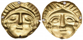 LOCAL ISSUES, Silk Road region. Circa 5th-8th centuries. Bracteate (Gold, 17.5 mm, 0.39 g, 12 h). Bare head facing. Rev. Incuse of obverse. Unpublishe...