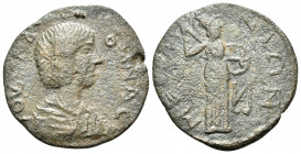 MESSENIA. Messene. Julia Domna, Augusta, 193-217. Assarion (Bronze, 21 mm, 3.46 g, 5 h). IOYΛΙΑ ΔΟΜΝΑC Draped bust of Julia Domna to right. Rev. ΜΕCCΗ...