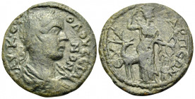 PHRYGIA. Eucarpeia. Volusian, 251-253. Assarion (Bronze, 21.5 mm, 5.36 g, 6 h). AΥ• Κ• ΟΥ-ΟΛΟΥCCΙΑ/ΝΟΝ Laureate, draped and cuirassed bust of Volusian...