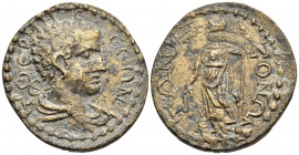 PISIDIA. Termessus Major. Pseudo-autonomous issue, 3rd century. (Bronze, 28 mm, 11.45 g, 12 h). T-EPMH-C-CEΩN Bare-headed and draped bust of Hermes ri...