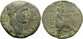 EASTERN CILICIA OR NORTHERN SYRIA. Uncertain Caesarea. Claudius, 41-54. (Bronze, 25 mm, 6.60 g, 12 h), year E = 5 = 45/46. ΤΙΒΕΡΙΟC ΚΛΑΥΔΙΟC KAICAP Ba...
