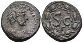 SYRIA, Seleucis and Pieria. Antioch. Hadrian, 117-138. Semis (Bronze, 20.5 mm, 6.40 g, 7 h). [AYTOKP] KAIC TRAIAN AΔPIANOC CEB Laureate and cuirassed ...