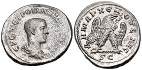 SYRIA, Seleucis and Pieria. Antioch. Herennius Etruscus, As Caesar, 249-251. Tetradrachm (Billon, 27 mm, 13.57 g, 11 h), S = 6th officina. EPENN ETPOY...