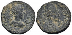 MESOPOTAMIA. Edessa. Gordian III, with Abgar X Phraates, 238-244. (Bronze, 24 mm, 9.88 g, 5 h). AYTOK K M ANT ΓOΡΔIANOC CEB Radiate, draped and cuiras...