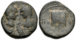 MESOPOTAMIA. Rhasaena. Caracalla and Geta, 198-217 and 211-212. (Bronze, 17 mm, 5.28 g, 1 h). Laureate head of Caracalla, on the left, facing laureate...