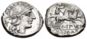 A. Spurilius, 139 BC. Denarius (Silver, 18 mm, 3.39 g, 5 h), Rome. Helmeted head of Roma to right; behind, X. Rev. A · SP(VR)I / ROMA Luna, holding go...
