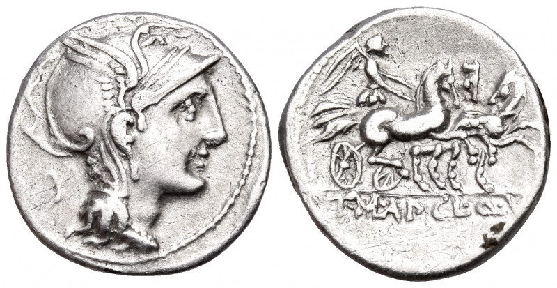 Appius Claudius Pulcher, T. Manlius Mancius and Q. Urbinius, 111-110 BC. Denariu...