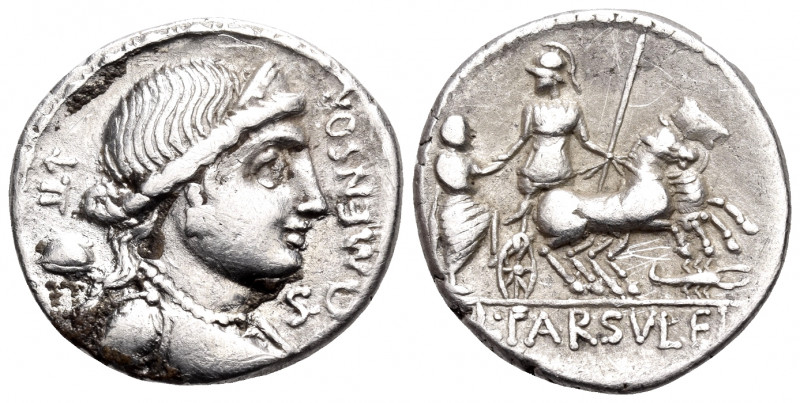 L. Farsuleius Mensor, 76 BC. Denarius (Silver, 18 mm, 3.88 g, 4 h), Rome. S · C ...