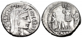 L. Aemilius Lepidus Paullus, 62 BC. Denarius (Silver, 18 mm, 3.82 g, 8 h), Rome. PAVLLVS LEPIDVS CONCORDIA Diademed and veiled head of Concordia to ri...