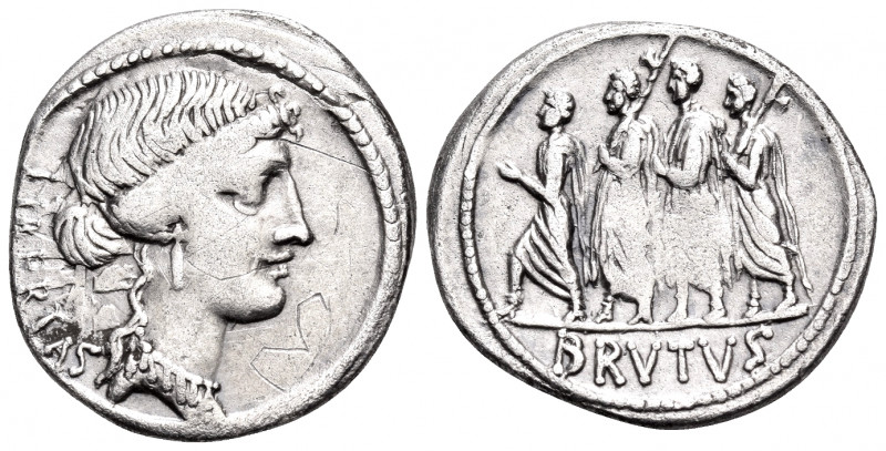 Q. Servilius Caepio Brutus (M. Junius Brutus), 54 BC. Denarius (Silver, 20.5 mm,...