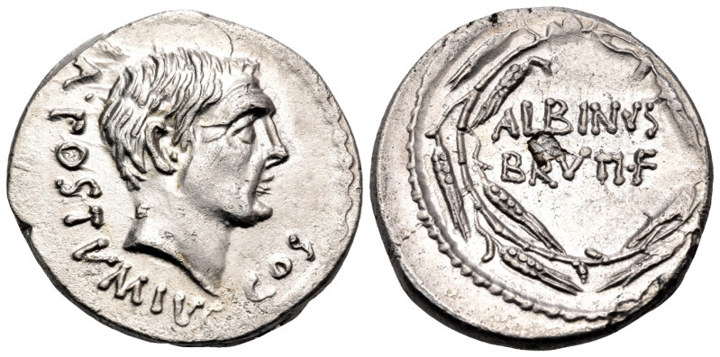 Albinus Bruti f, 48 BC. Denarius (Silver, 18 mm, 3.52 g, 7 h), Rome. A POSTVMIVS...