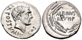 Albinus Bruti f, 48 BC. Denarius (Silver, 18 mm, 3.52 g, 7 h), Rome. A POSTVMIVS COS Bare head of the consul Aulus Postumius Albinus right. Rev. ALBIN...