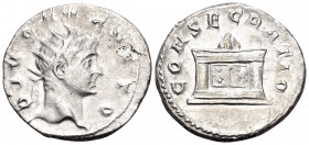 Divus Augustus, Died AD 14. Antoninianus (Silver, 21 mm, 3.96 g, 7 h), struck under Trajan Decius, 249-251, Rome, mid 251. DIVO AVGVSTO Radiate head o...