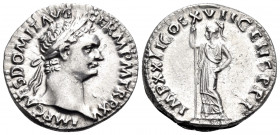 Domitian, 81-96. Denarius (Silver, 18 mm, 3.06 g, 6 h), Rome, 95-96. IMP CAES DOMIT AVG GERM P M TR P XV Laureate head of Domitian to right. Rev. IMP ...