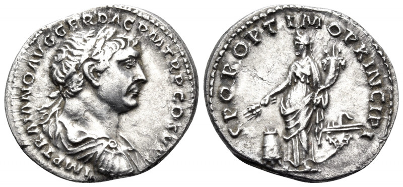 Trajan, 98-117. Denarius (Silver, 19 mm, 3.09 g, 6 h), Rome, 106-107. IMP TRAIAN...