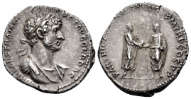Hadrian, 117-138. Denarius (Silver, 19 mm, 3.25 g, 7 h), Rome, 117. IMP CAES TRAIAN HADRIAN OPT AVG GER DAC Laureate and cuirassed bust of Hadrian to ...