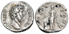 Aelius, Caesar, 136-138. Denarius (Silver, 17 mm, 3.49 g, 7 h), struck under Hadrian, Rome, 137. L AELIVS CAESAR Bare head of Aelius to right. Rev. TR...
