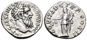 Pertinax, 193. Denarius (Silver, 18 mm, 3.19 g, 6 h), Rome. IMP CAES P HELV PERTIN AVG Laureate head of Pertinax to right. Rev. AEQVIT AVG TR P COS II...