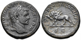 Caracalla, 198-217. As (Copper, 25 mm, 11.66 g, 1 h), Rome, 216. ANTONINVS PIVS AVG GERM Laureate head of Caracalla to right. Rev. P M TR P XVIIII COS...