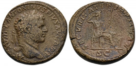 Caracalla, 198-217. Sestertius (Orichalcum, 30 mm, 25.81 g, 12 h), Rome, 210-213. M AVREL ANTONINVS PIVS AVG BRIT Laureate head of Caracalla to right....