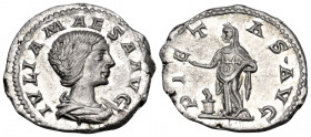 Julia Maesa, Augusta, 218-224/5. Denarius (Silver, 20 mm, 3.25 g, 11 h), struck under her grandson Elagabalus, Rome, 218-220. IVLIA MAESA AVG Draped b...