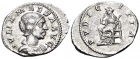 Julia Maesa, Augusta, 218-224/5. Denarius (Silver, 20 mm, 2.70 g, 2 h), struck under her grandson Elagabalus, Rome, 218-220. IVLIA MAESA AVG Draped bu...