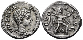 Severus Alexander, 222-235. Denarius (Silver, 18 mm, 3.65 g, 1 h), Antioch, 222. IMP SEV ALEXAND AVG Laureate, draped and cuirassed bust of Severus Al...